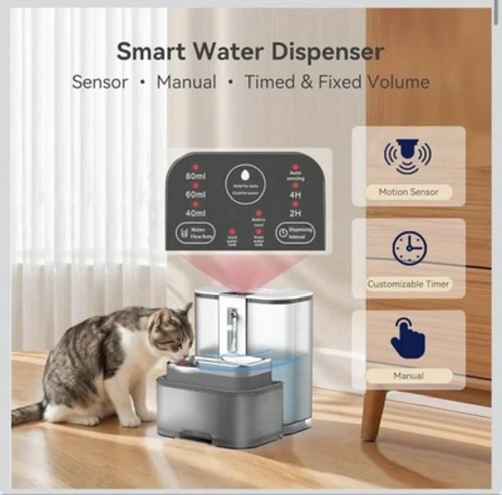 Stainless Steel Pet Water Fountain 3.2L/108oz Automatic Drinker